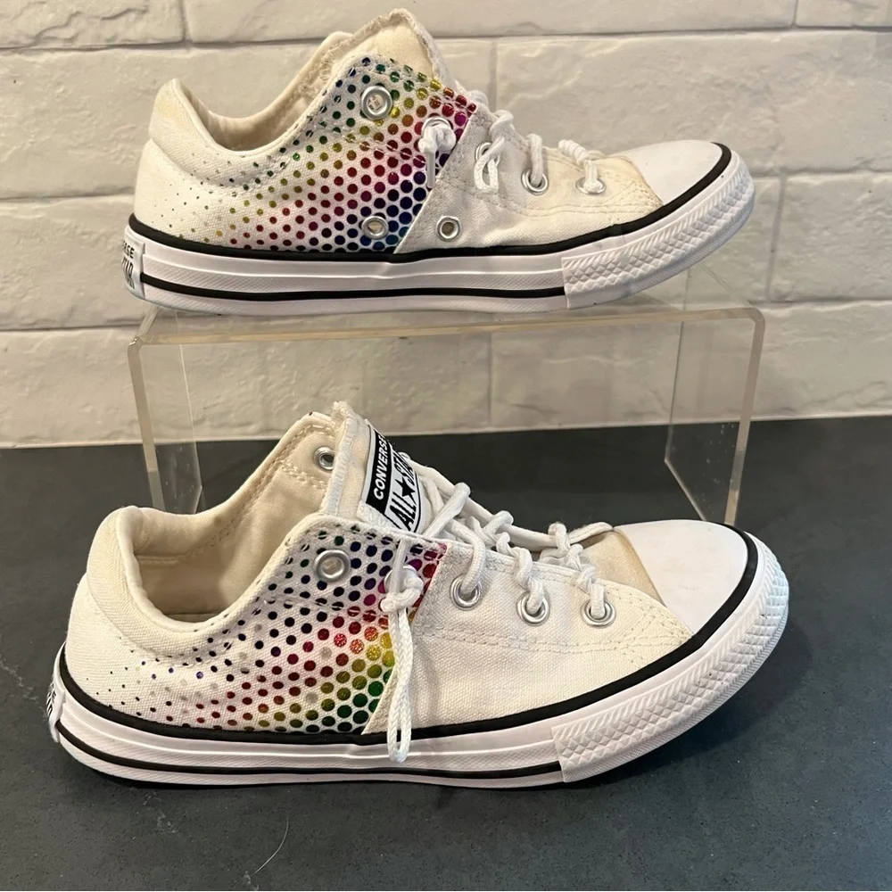 Converse All Star Y1 white rainbow glitter sneakers